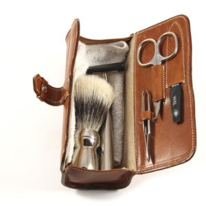 Set Barba e Mani da Viaggio in Vera Pelle color cuoio