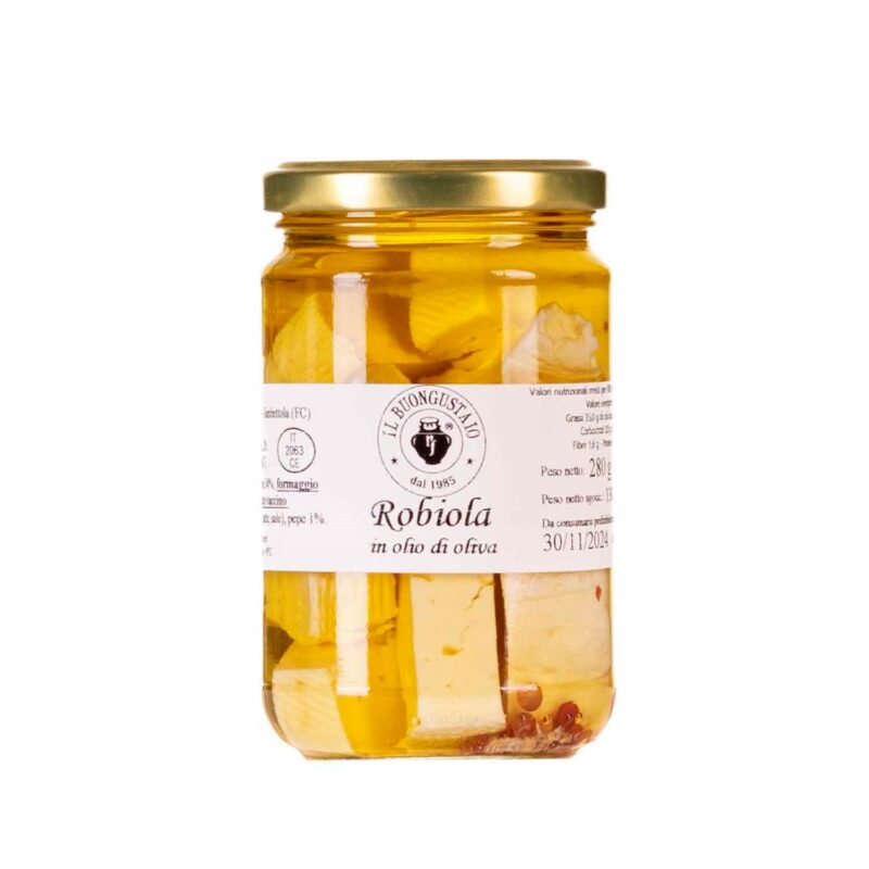 Formaggio Robiola in olio d'oliva aromatizzata al pepe rosa 280 g